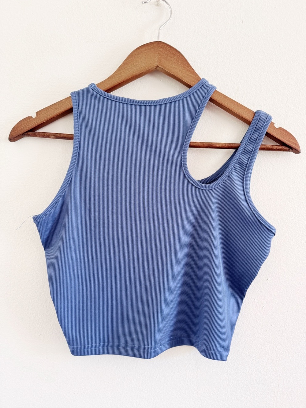 SHEIN Blue Ribbed One-Shoulder Cutout Tank Medium